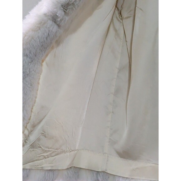 VTG Jordache Faux Fur Jacket Womens Large Cream Gray Pockets Lined Made in USA - Picture 10 of 13